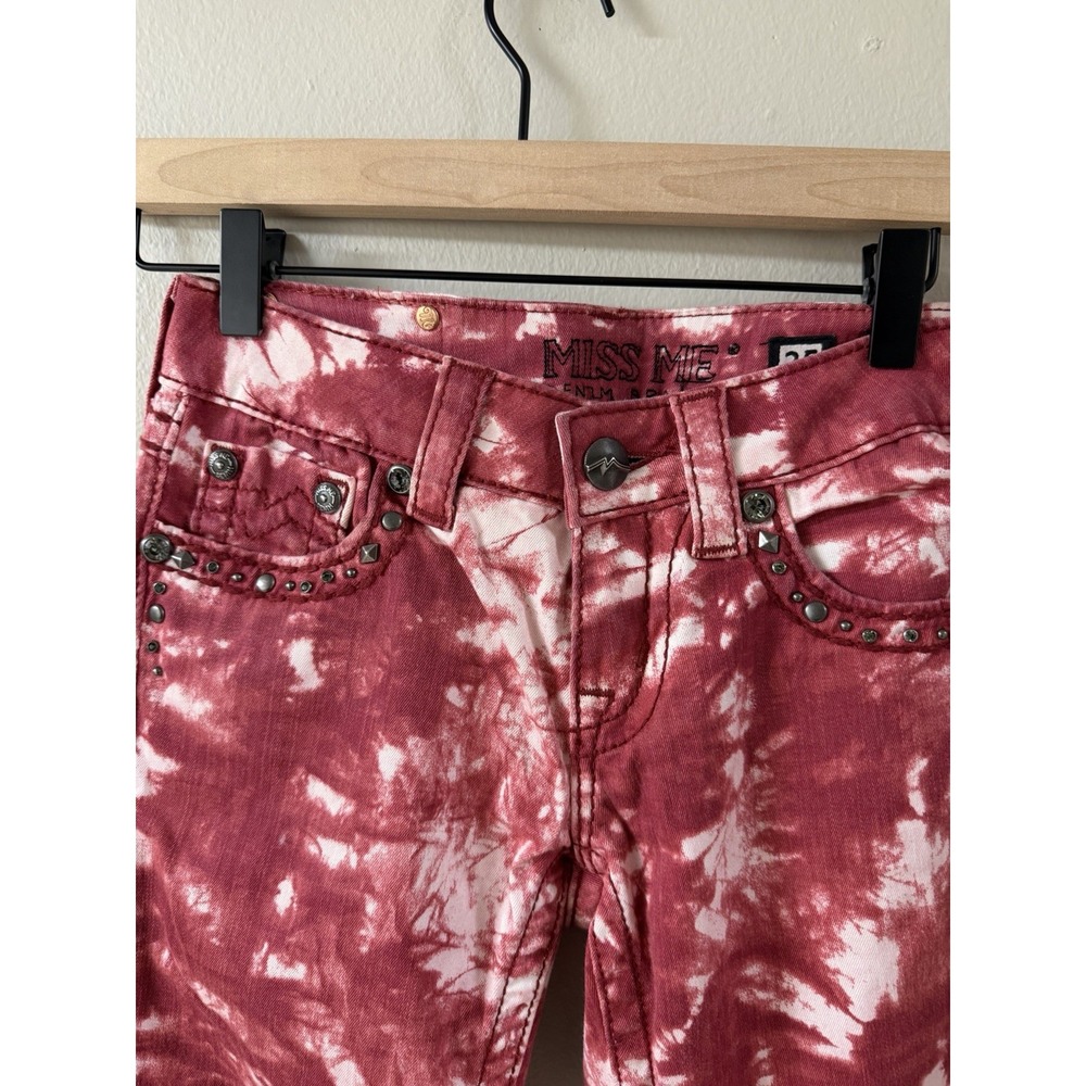 Miss Me JP5679S4 Skinny Women's Red Embellished Jeans Size 25 Inseam 31" - Picture 3 of 5